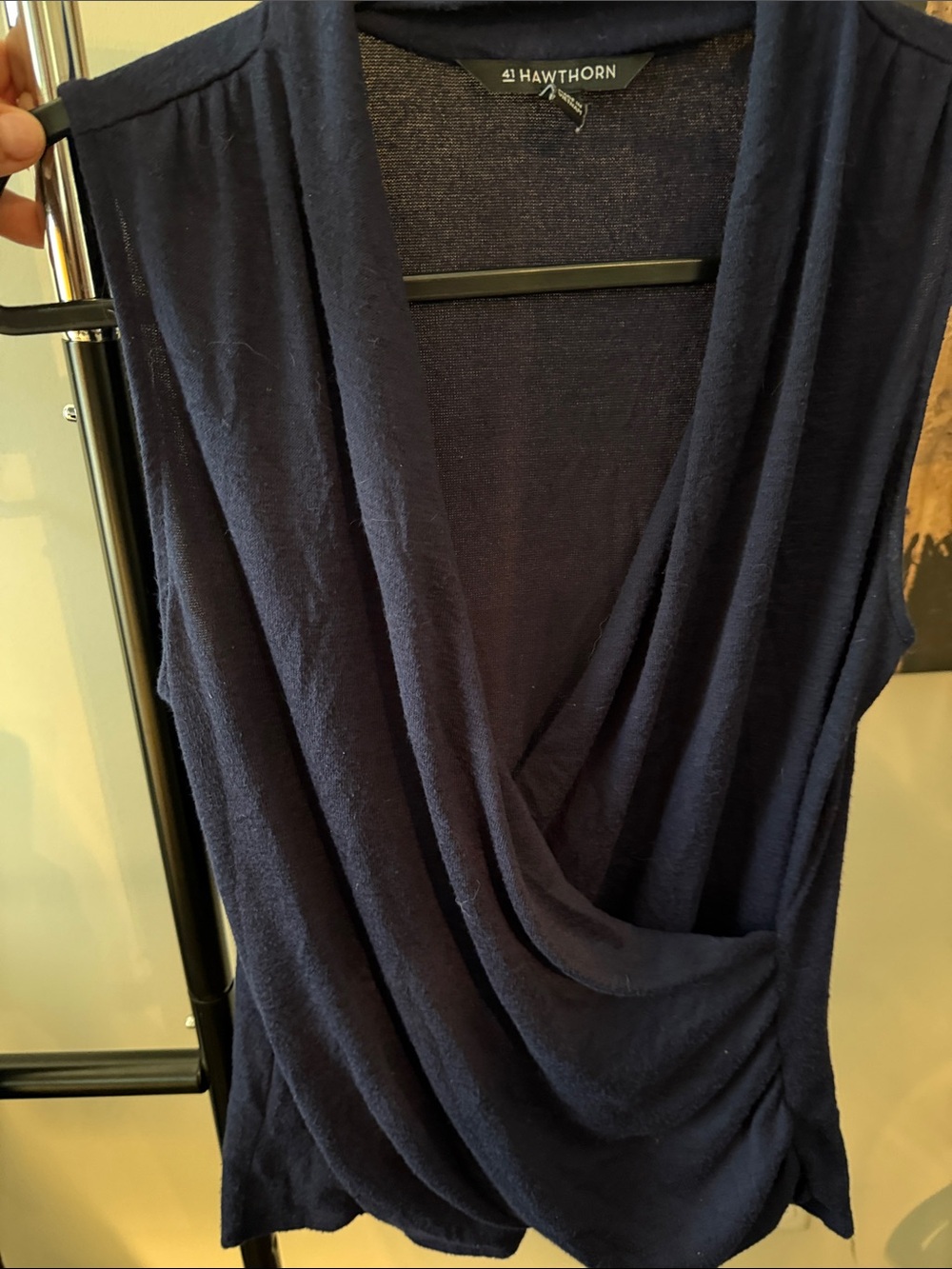 41 Hawthorn Navy Draped Surplice Tank Top